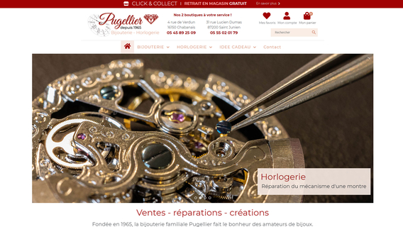 Page d'accueil du site Internet de la bijouterie Pugellier