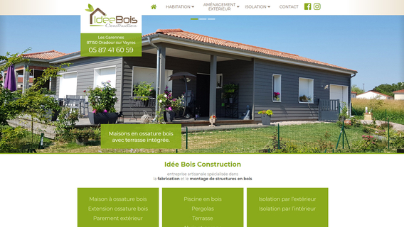 Site Internet d'Idée Bois Construction située à Oradour sur Vayres (87)