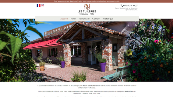 Site Internet de l'hôtel-restaurant Les Tuileries